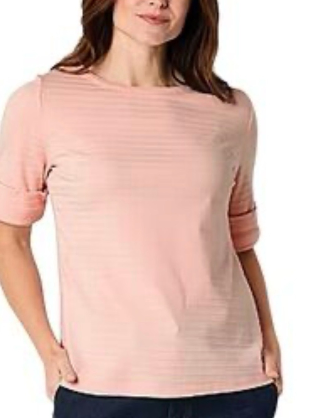 Liz Claiborne Women's Top XXL Rolled Sleeve T-shirt Peach Pastel NWT D-2